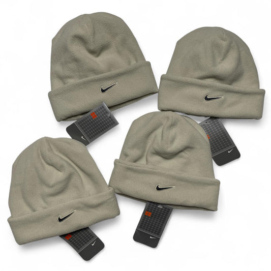 Nike y2k Vintage Fleece White and Grey Swoosh Beanie Hat