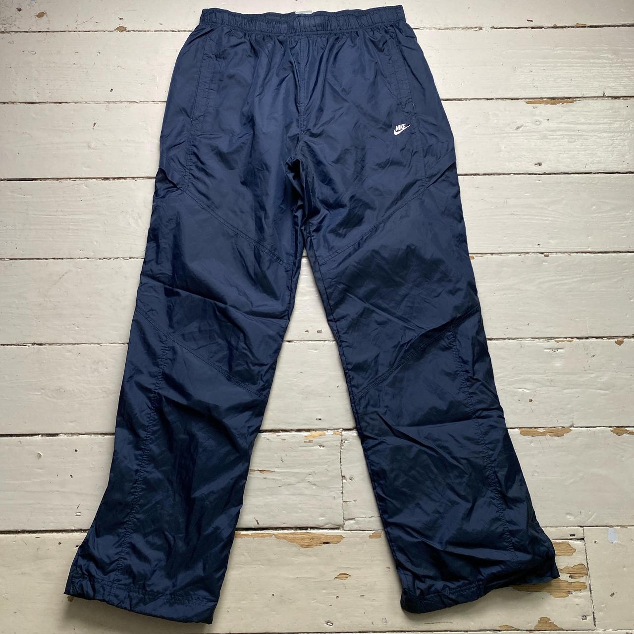 Nike Navy and White Shell Trackpant Baggy Bottoms