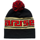 Aries Arise Bobble Beanie Black Cream and Red