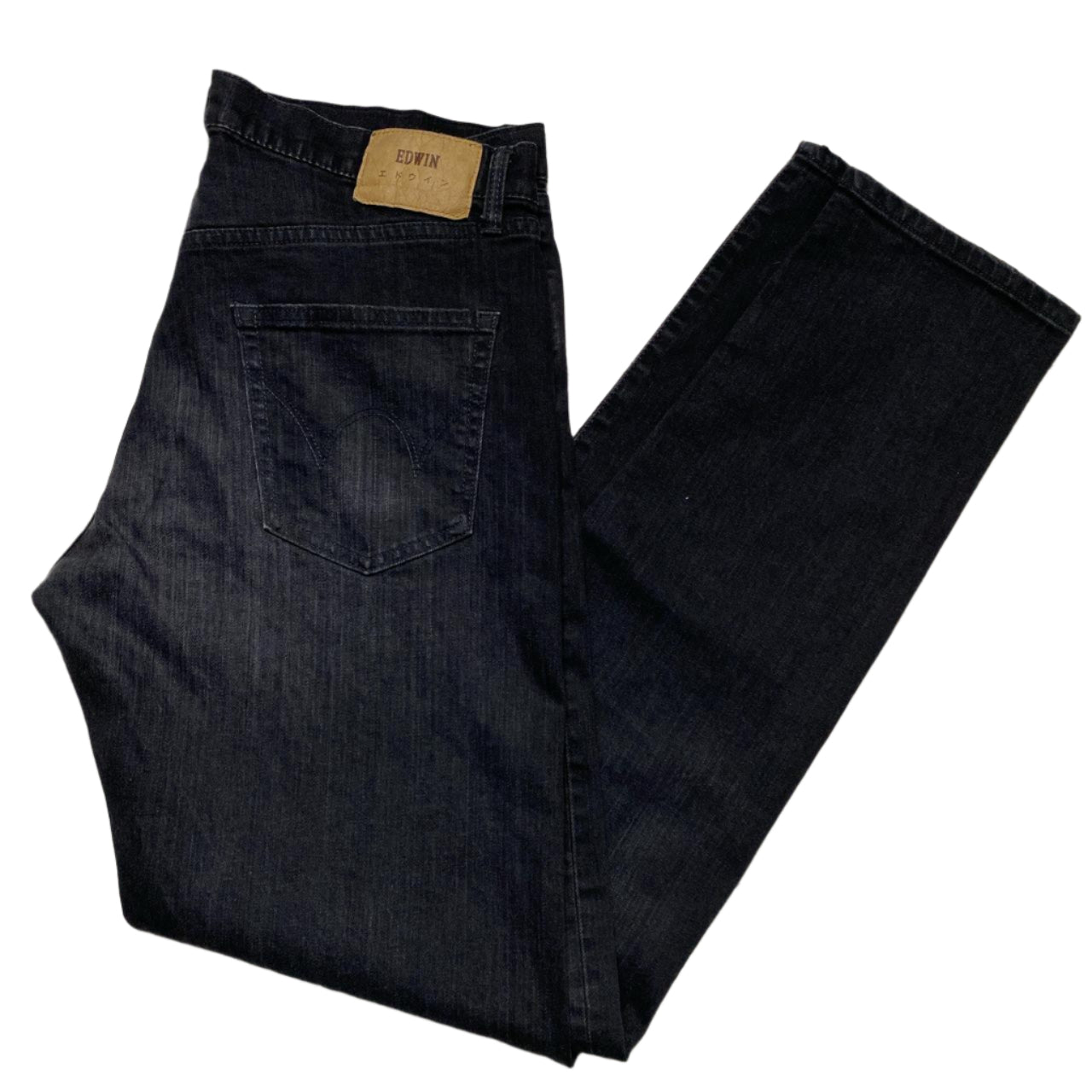 Edwin Dark Charcoal Black Regular Tapered Baggy Jeans (W 33)