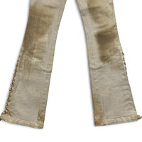 Prada Distressed Runway Vintage y2k Cream Lace Up Flared Cowgirl Jeans (28W)