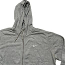 Nike Grey and White Swoosh Zip Hoodie (XL)