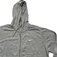 Nike Grey and White Swoosh Zip Hoodie (XL)