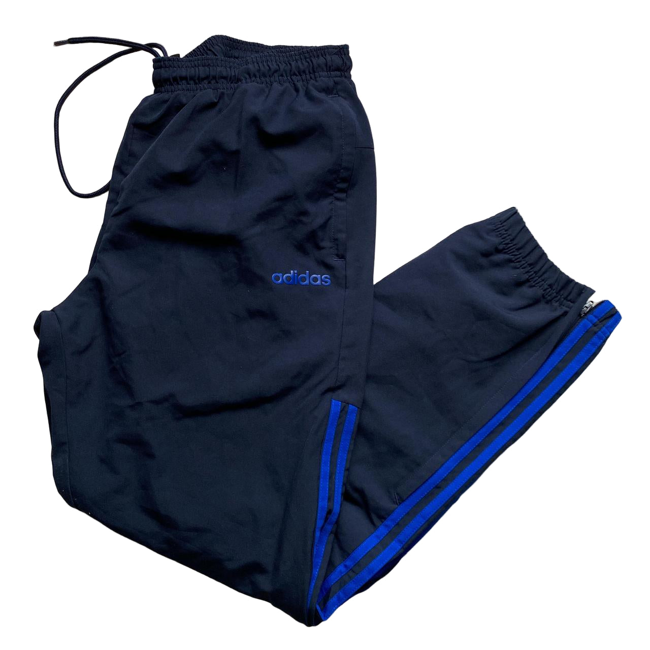 Adidas Navy and Blue Baggy Shell Trackpant Bottoms (L)