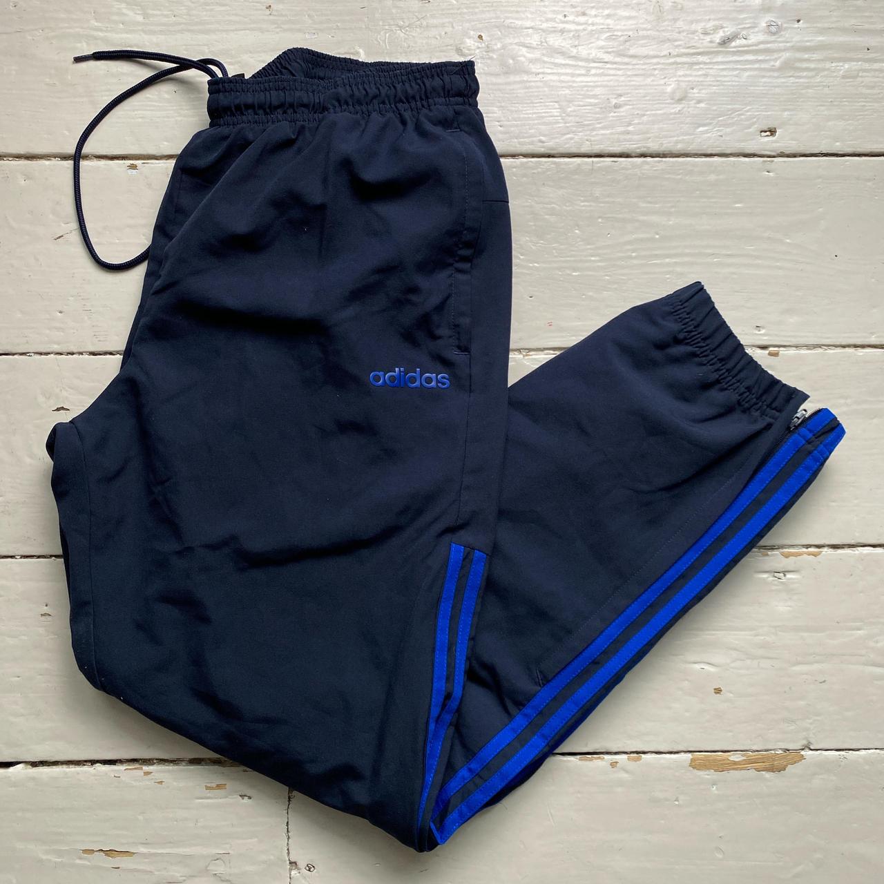 Adidas Navy and Blue Baggy Shell Trackpant Bottoms