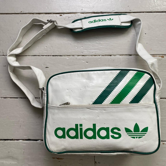 Adidas Originals White and Green Messenger Leather Bag