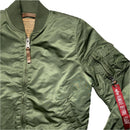 Alpha Industries Khaki Military Green and Orange Bomber Jacket (S)