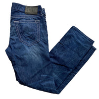 True Religion Rocco Big QT White Stitch Navy Jeans (36W)