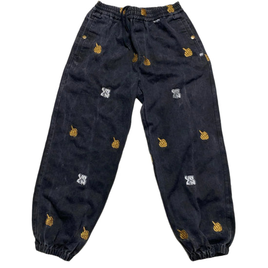 Yardsale Skateboards Black White and Gold Middle Fingers Denim Joggers (M)