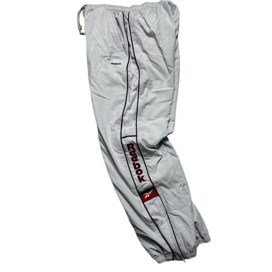 Reebok Light Grey White Shell Trackpant Baggy Bottoms (L)