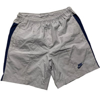 Nike Silver and Navy Vintage y2k Nylon Shell Bottom Shorts (M)