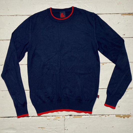 Dolce and Gabbana Navy and Red Crewneck Jumper