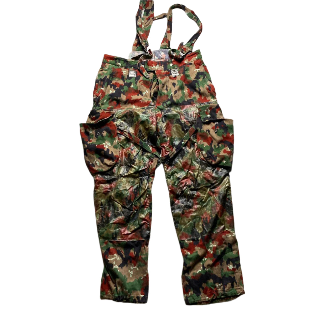 Camo Bretel CH Vintage Military Red Green and Brown Camouflage Jacket and Dungarees (L)