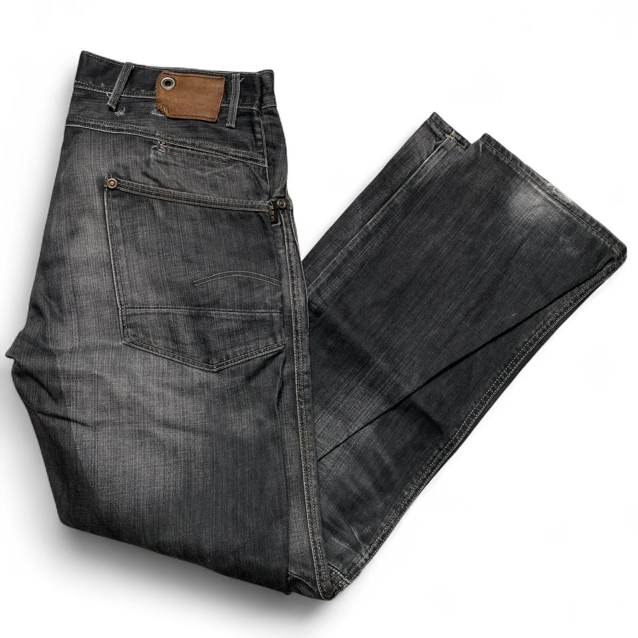 G Star 3301 Black Grey Stonewashed Jeans Wide Baggy Fit (34W)