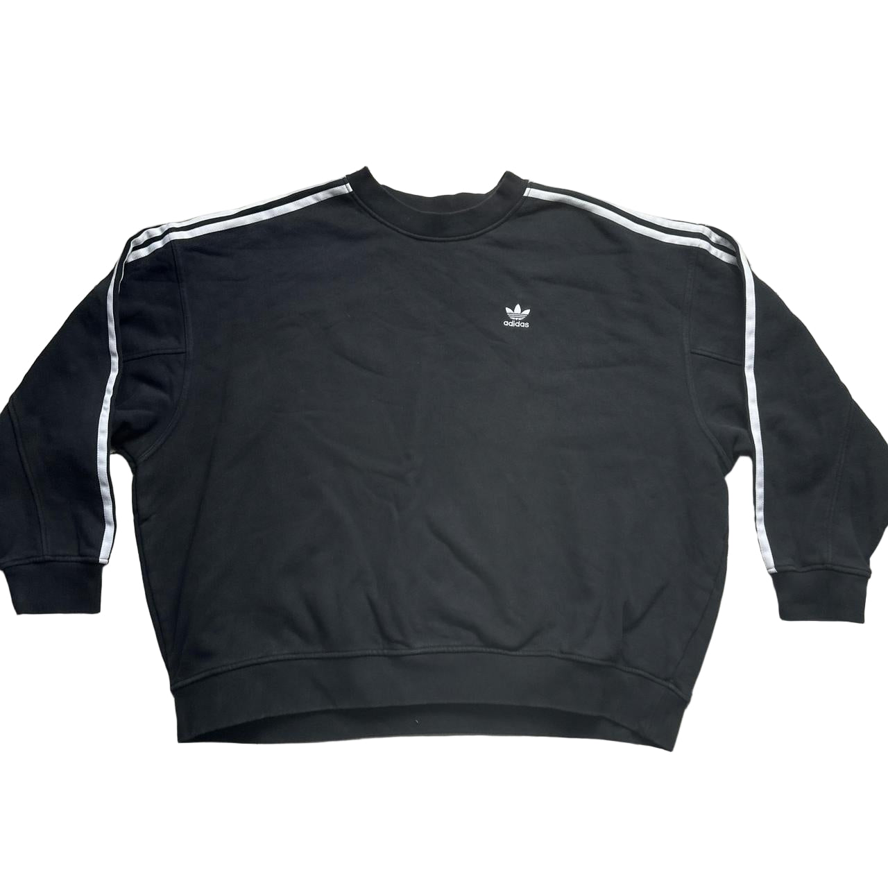 Adidas Originals Cropped Black and White Stripe Jumper (UK 12)