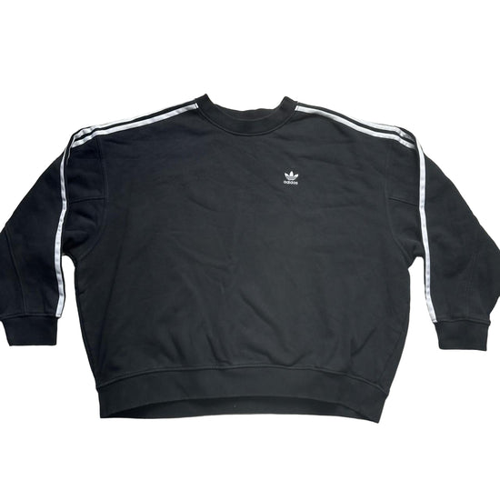 Adidas Originals Cropped Black and White Stripe Jumper (UK 12)