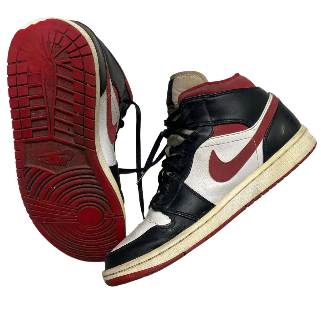 Nike Jordan 1 Mid Black Red and White (UK 9.5)