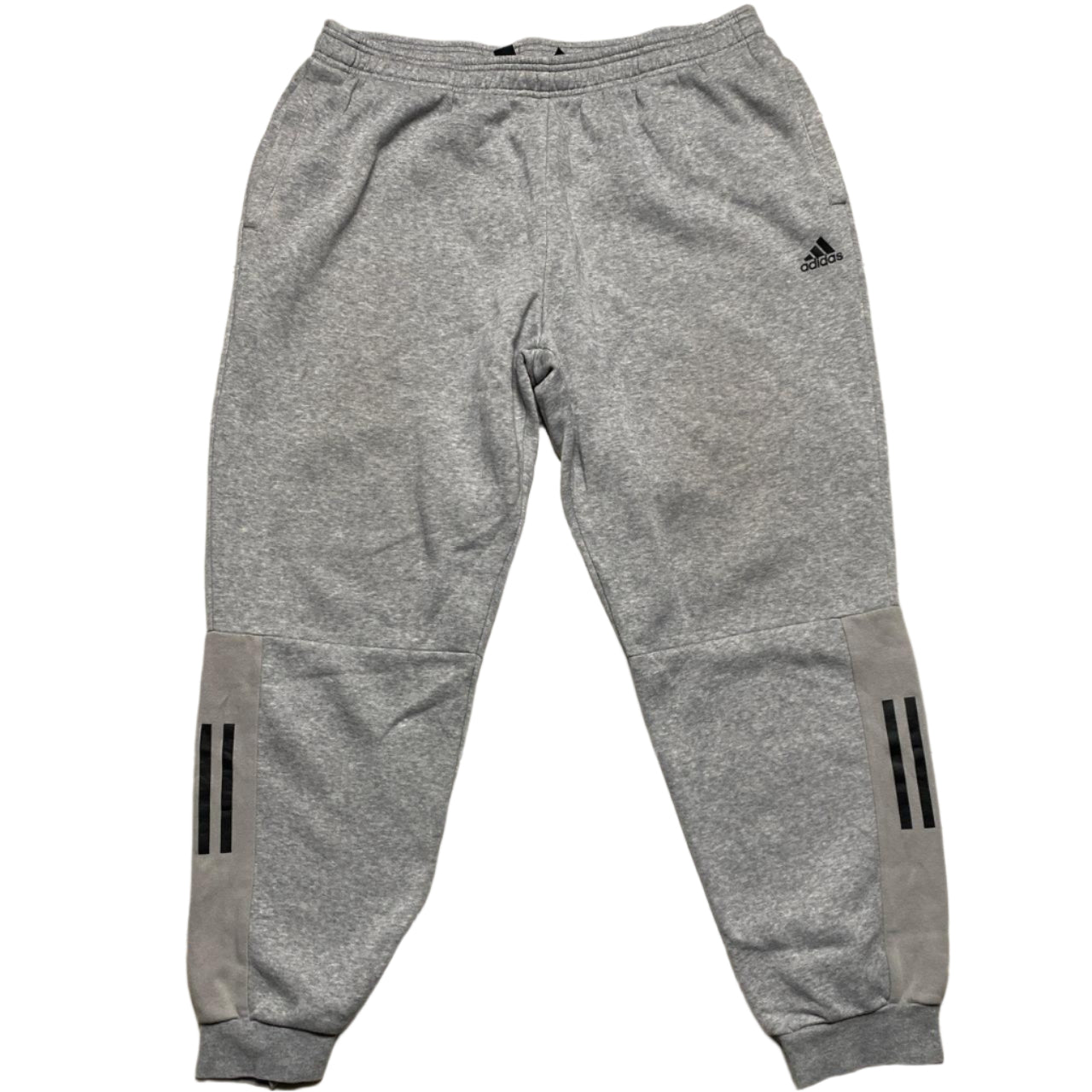Adidas Grey and Black Baggy Joggers (2XL)