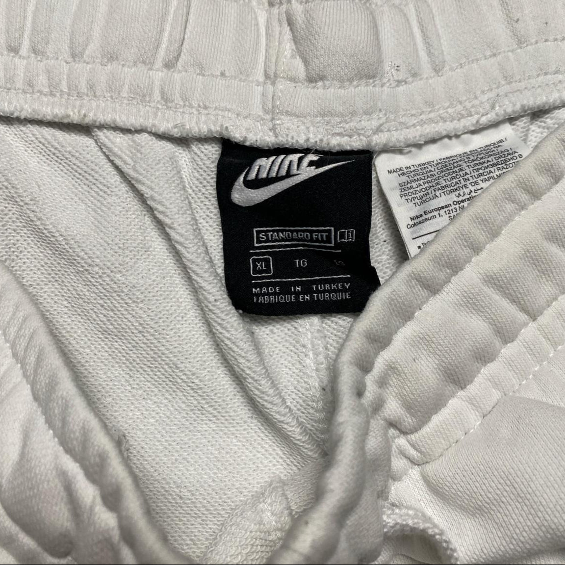 Nike White and Blue Big Swoosh Shorts (XL)