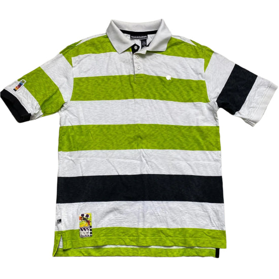 Rocawear Green White and Navy Polo Shirt (L)