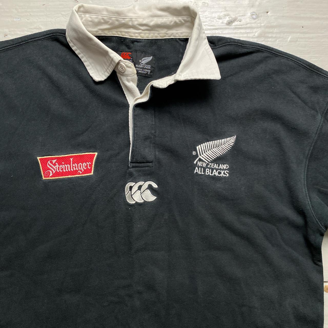 New Zealand All Blacks Canterbury Vintage Long Sleeve Rugby Polo Shirt