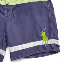 Ralph Lauren Polo Navy and Green Striped Swim Trunks Shorts (2XL)