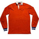 Ralph Lauren Polo Orange and Blue Long Sleeve Polo Shirt (L)