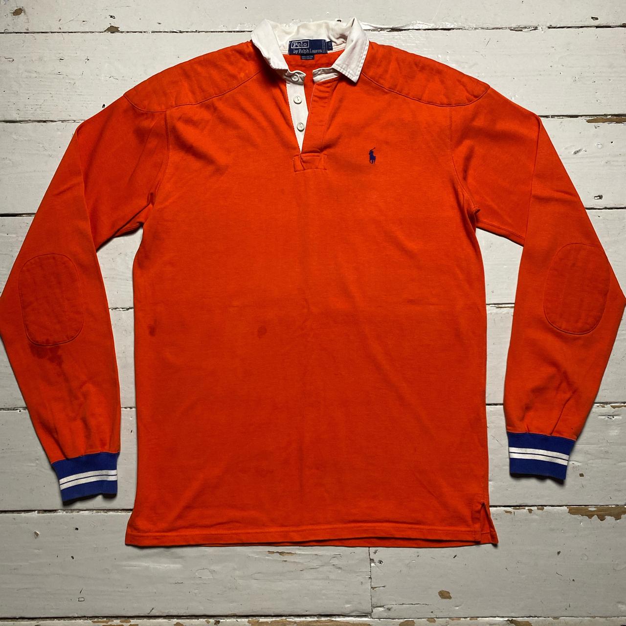 Ralph Lauren Polo Orange and Blue Long Sleeve Polo Shirt