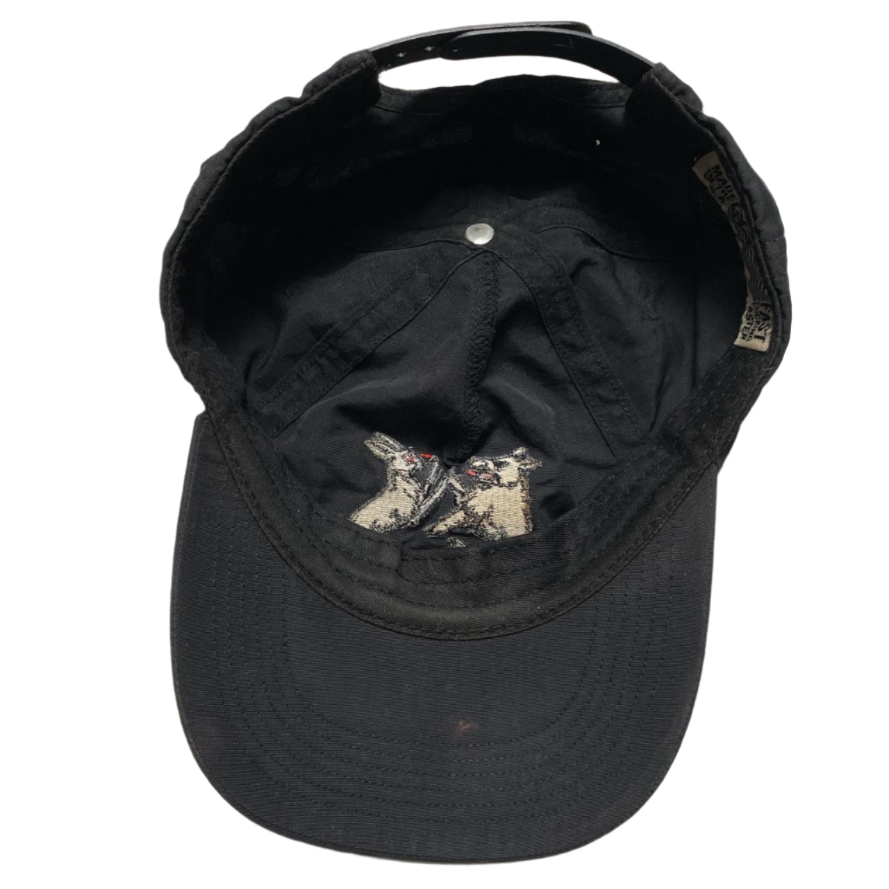 GX 1000 Black Hat with Fighting Rabbit and Boar Embroidery