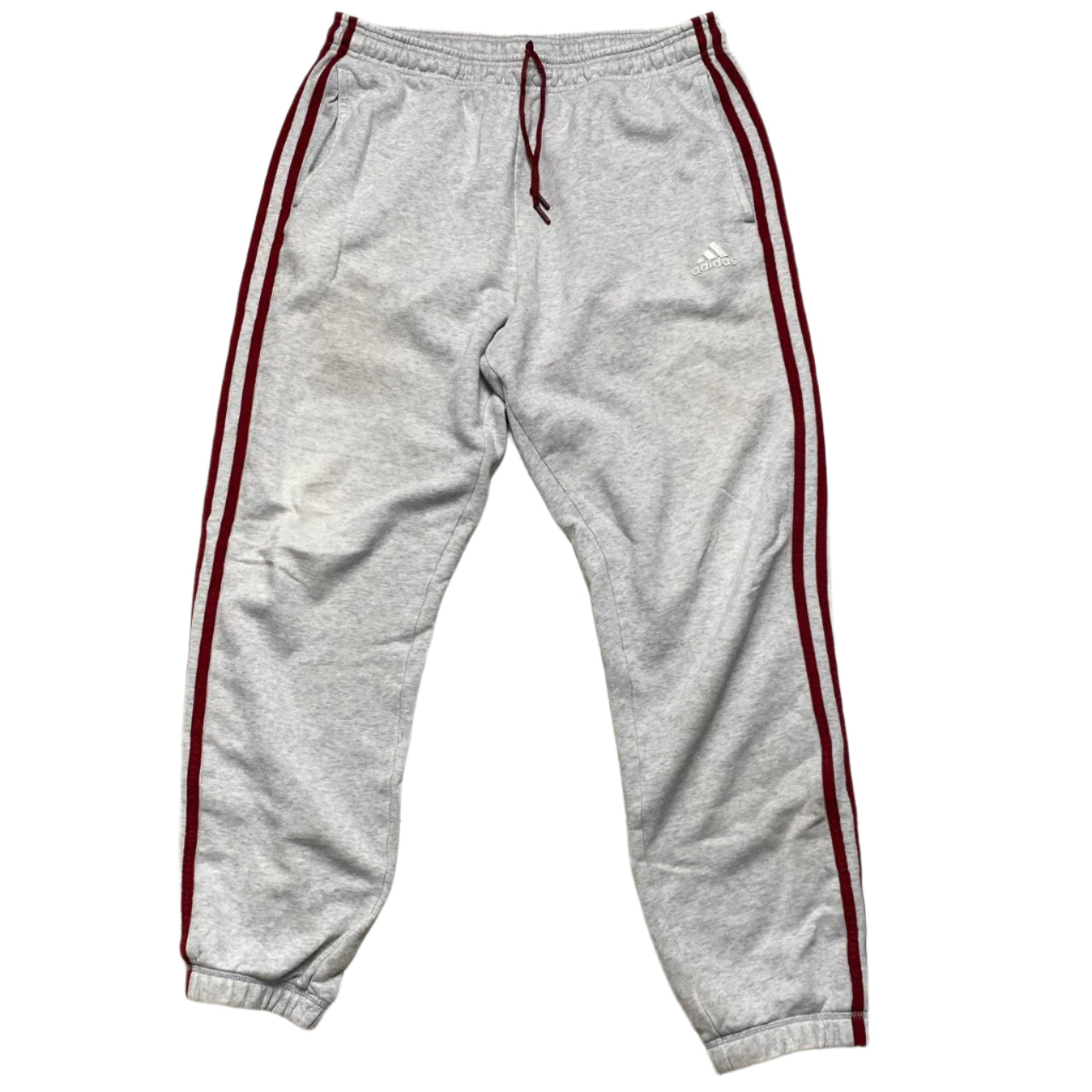 Adidas Grey and Burgundy Baggy Joggers (M)
