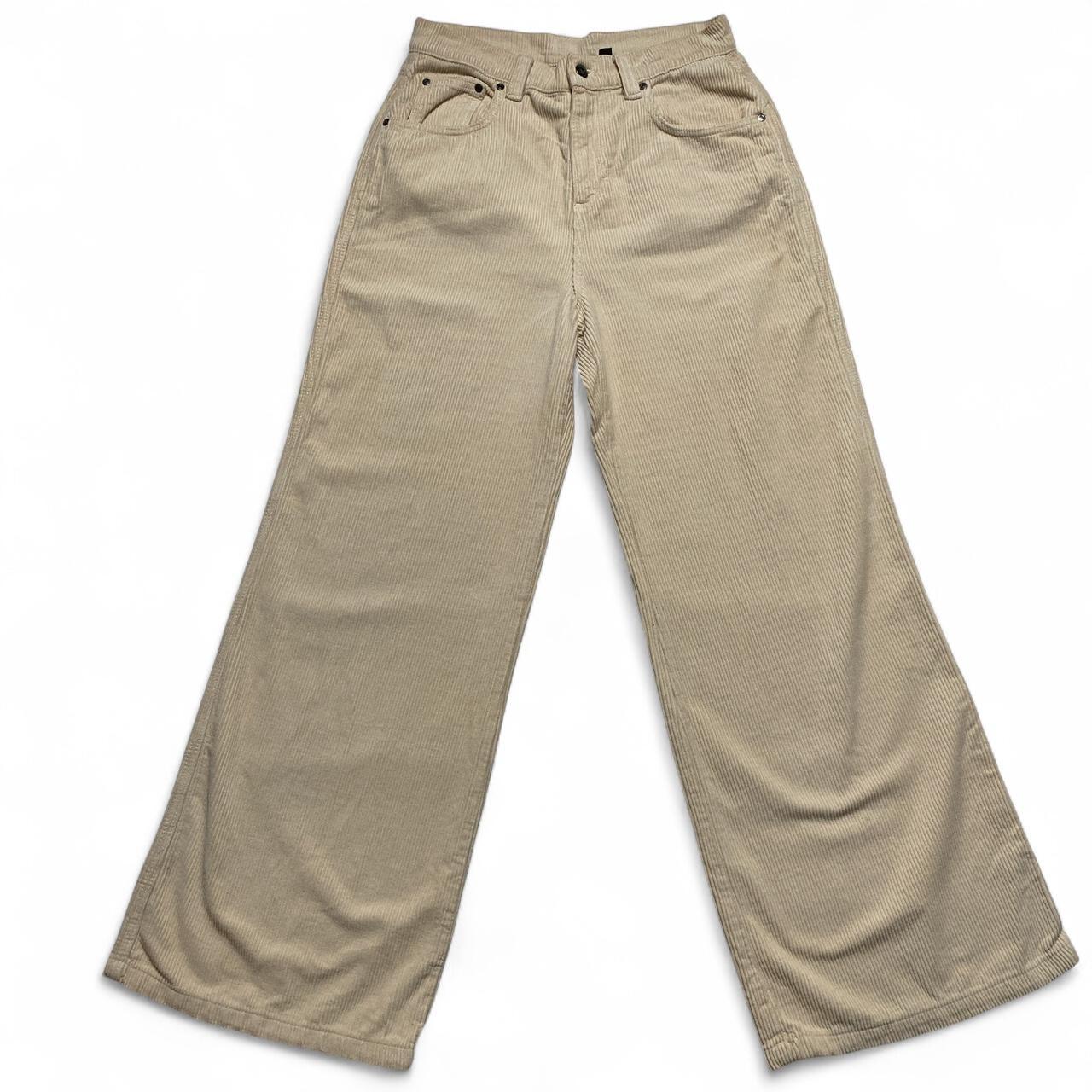 Kickers Cream and Brown Corduroy Baggy Wide Leg Jeans (30W)