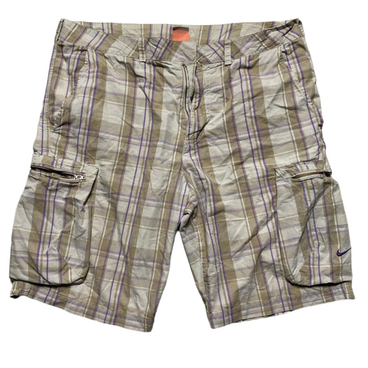 Nike Athletic Department Cargo Shorts Cream and Purple (34W)