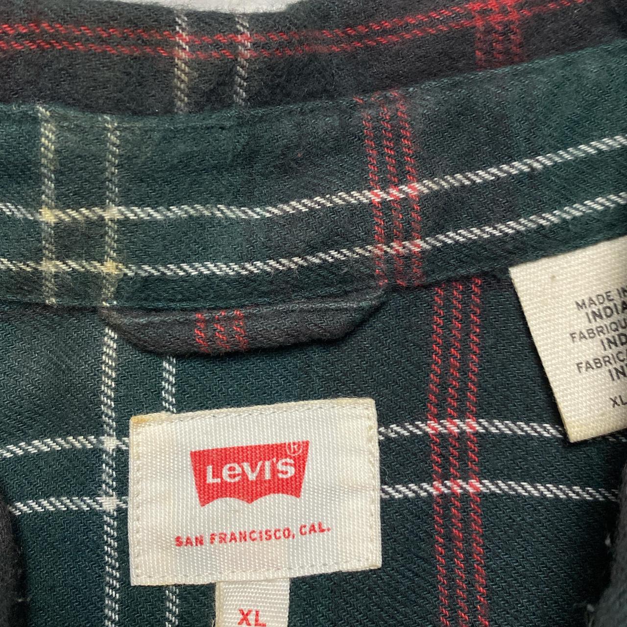 Levis Plaid Shirt Green Red and White