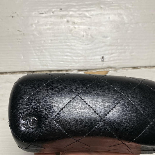 Chanel CC Black Leather Glasses Case