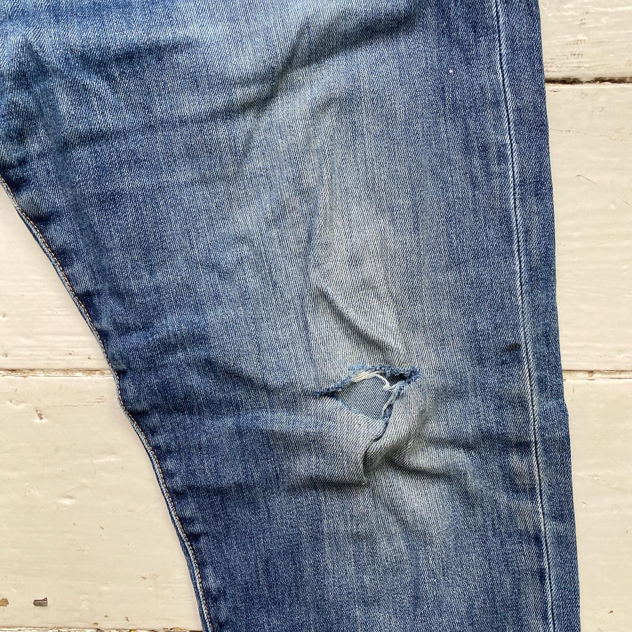 Levis 502 Blue Distressed Jeans