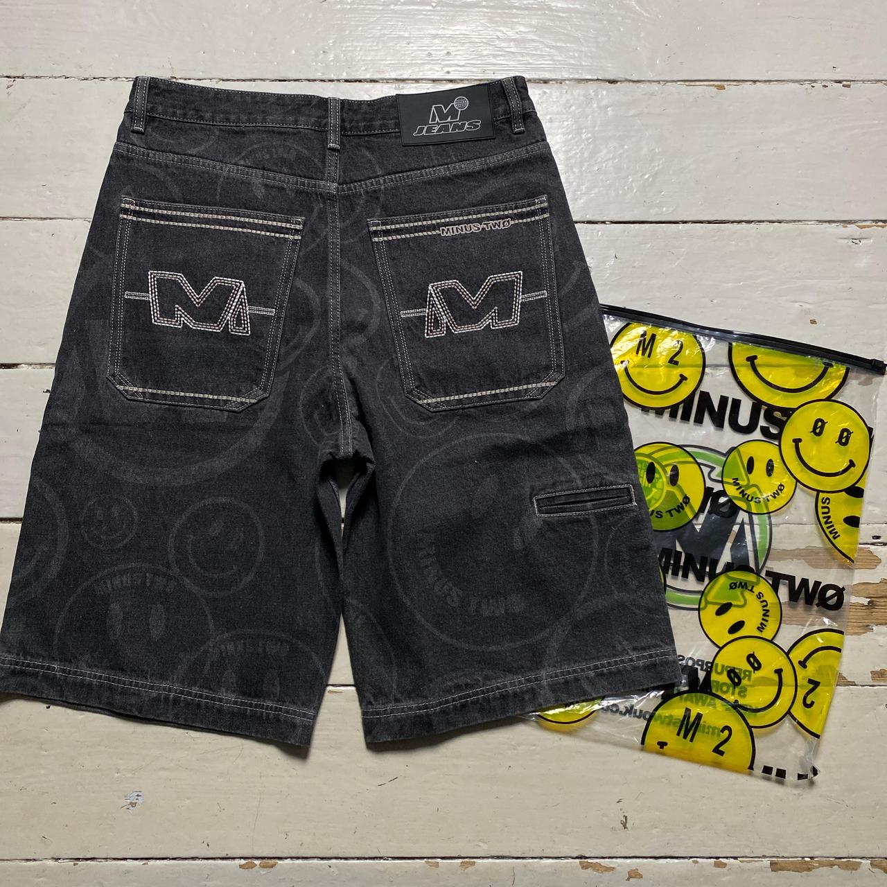 Minus Two Jeans Smiley Face Jorts Jean Shorts Grey (L)