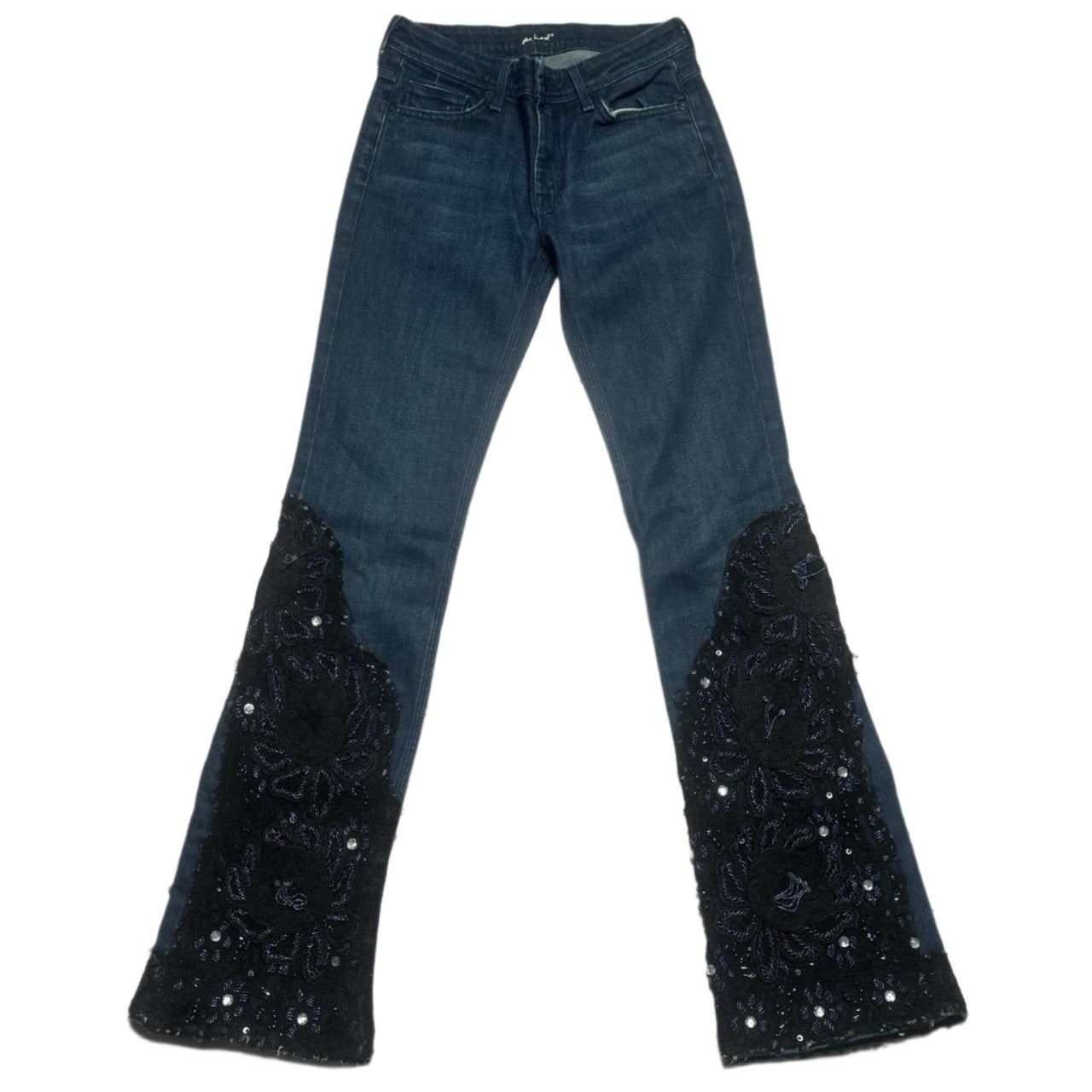 7 For All Mankind Lace and Denim Flared Womens Jeans (W 27)