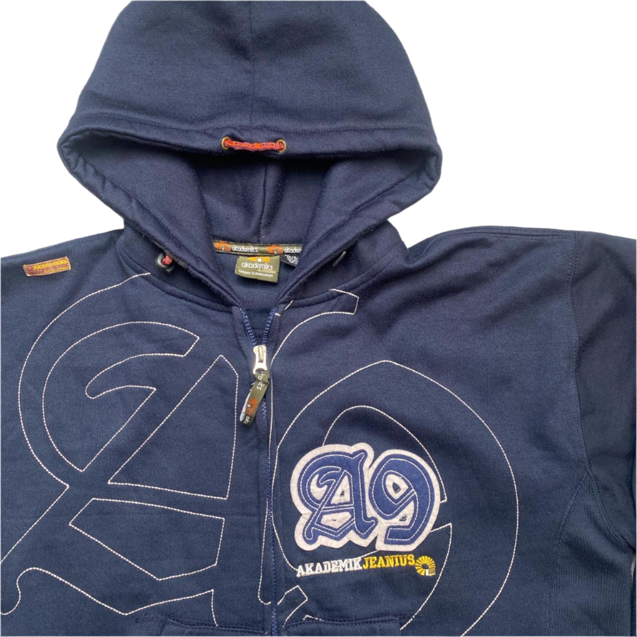 Akademiks A9 Vintage Navy and White Stitch Full Tracksuit (L)