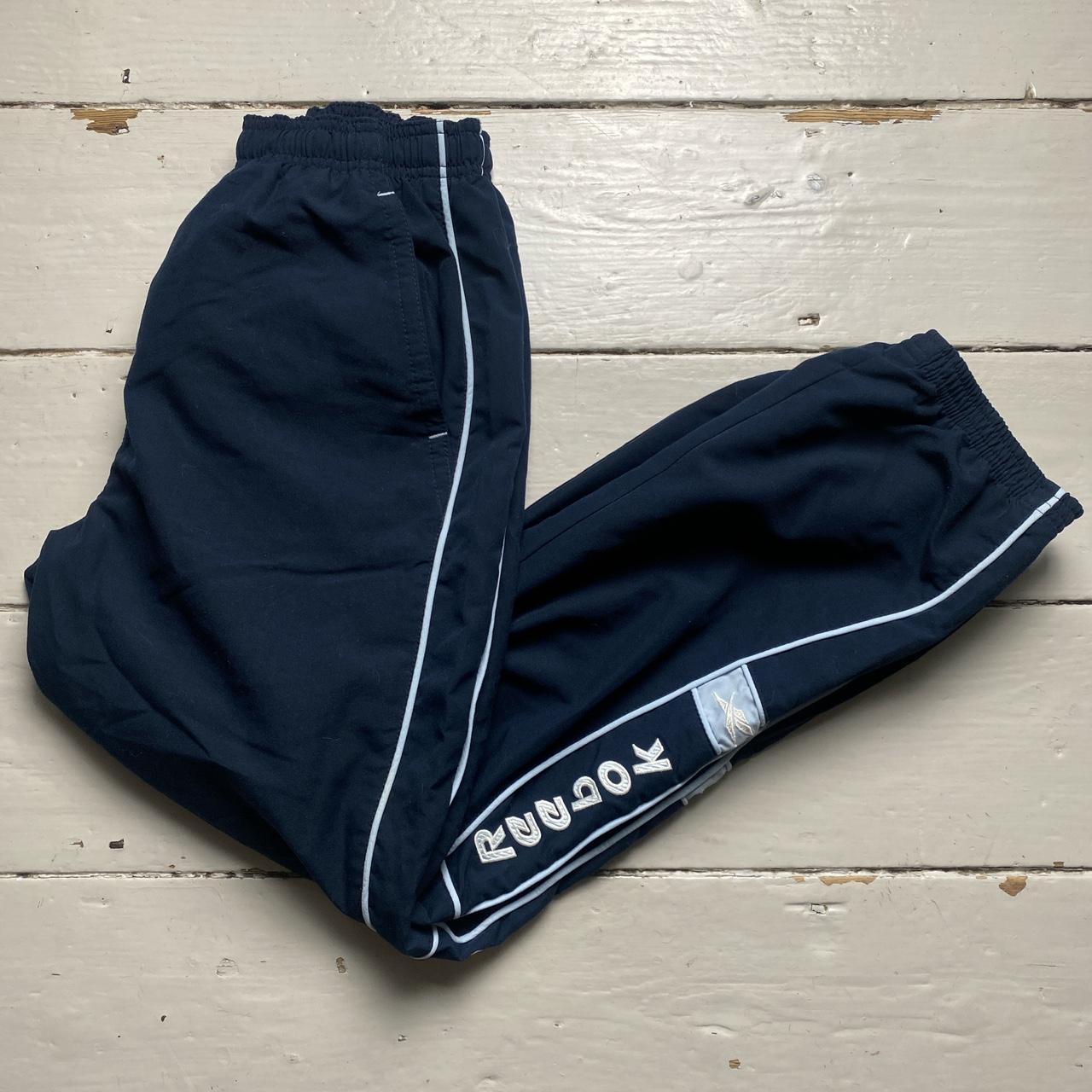 Reebok Navy Baby Blue and White Shell Trackpant Bottoms