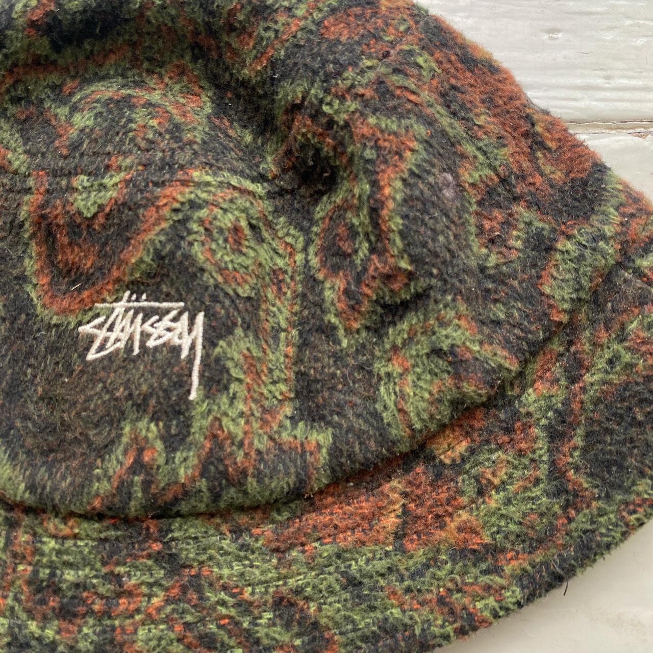 Stussy Fleece Camouflage Green and Brown Bucket Hat