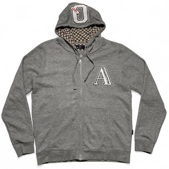 Aquascutum Grey and White Checked Hoodie (XL)