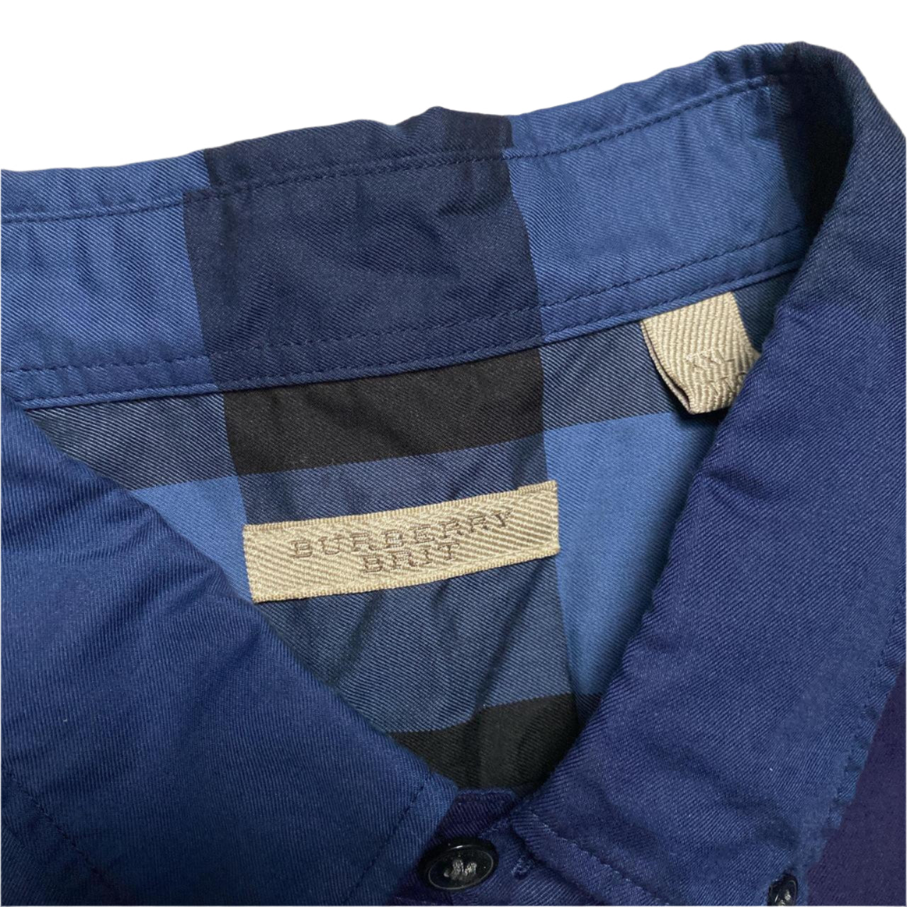 Burberry Brit Nova Check Blue and Black Short Sleeve Shirt (2XL)