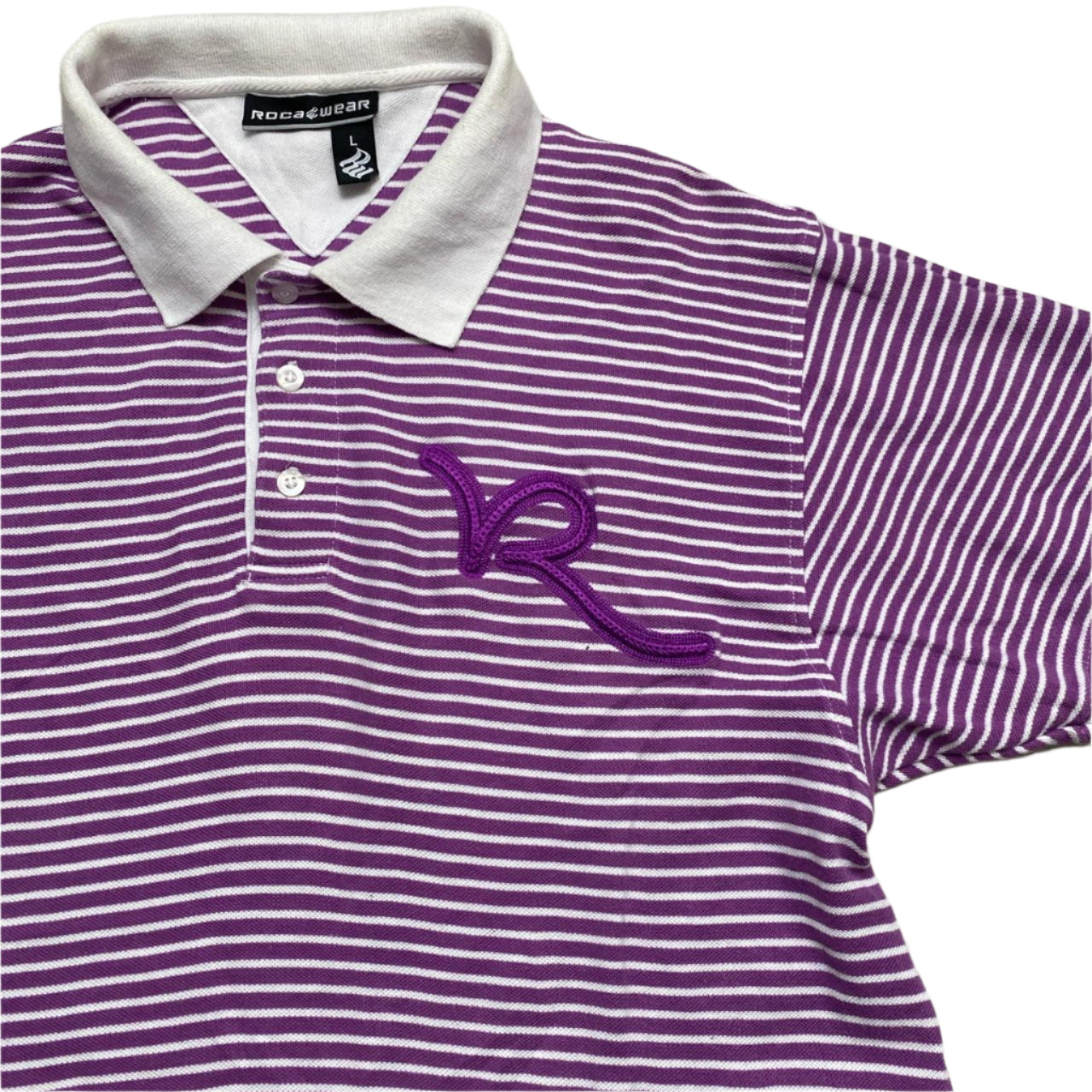 Rocawear Purple and White Polo Shirt (L)