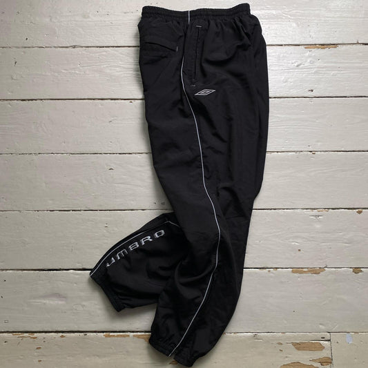Umbro Vintage Black and Grey Spellout Shell Trackpant Bottoms