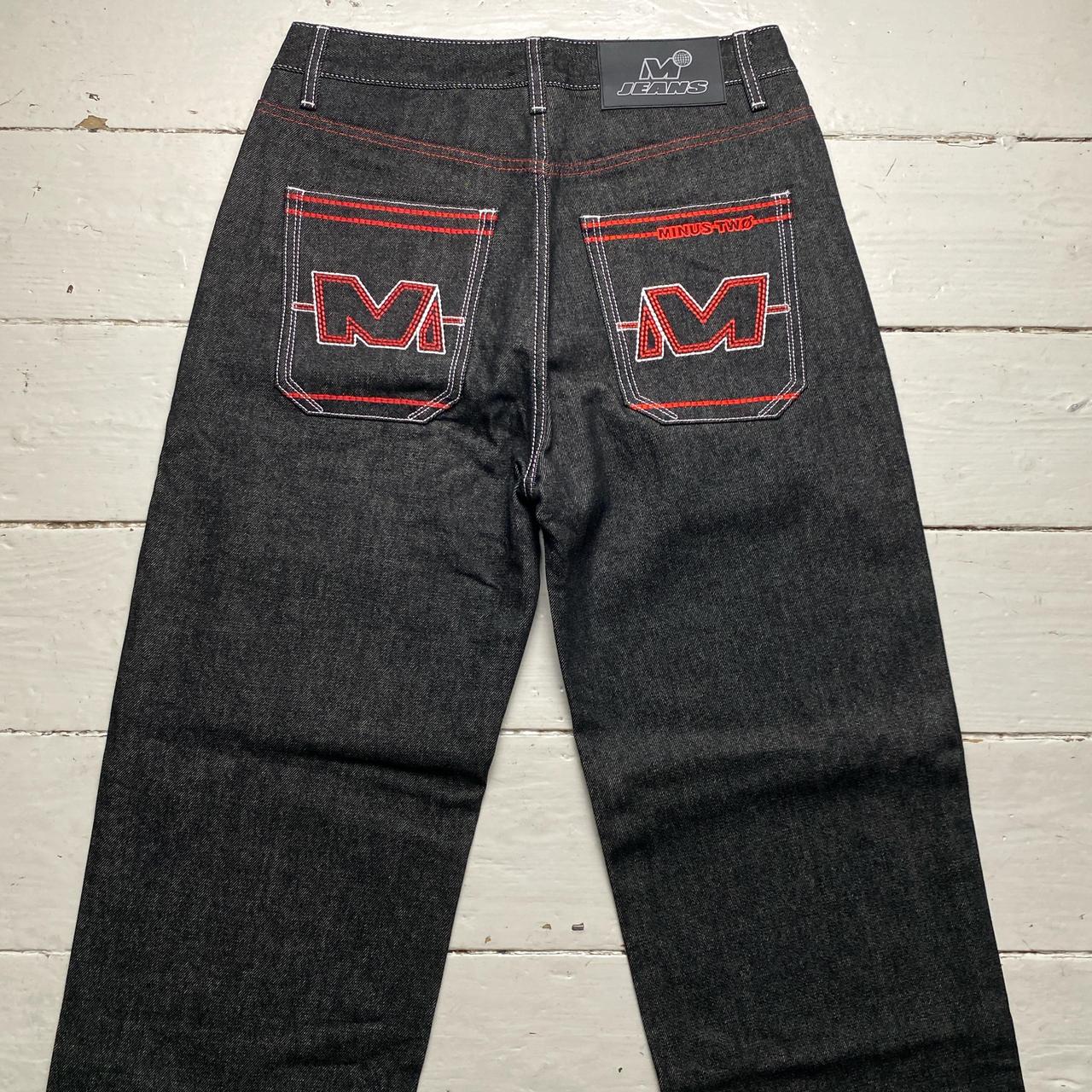 Minus Two Jean Black Charcoal Grey and Red Embroidery Jeans