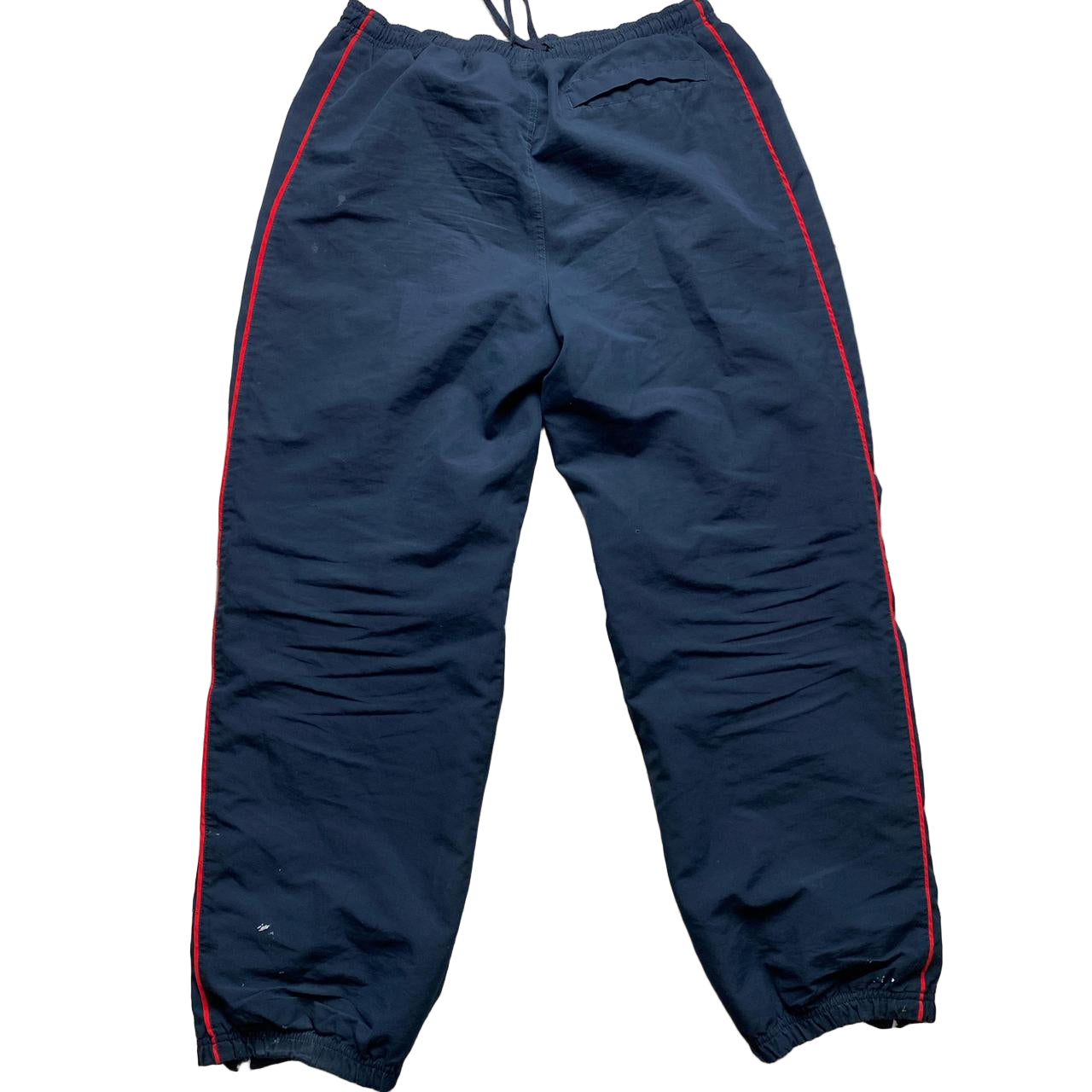 Reebok Vintage Navy White and Red Shell Baggy Trackpant Bottoms (M)