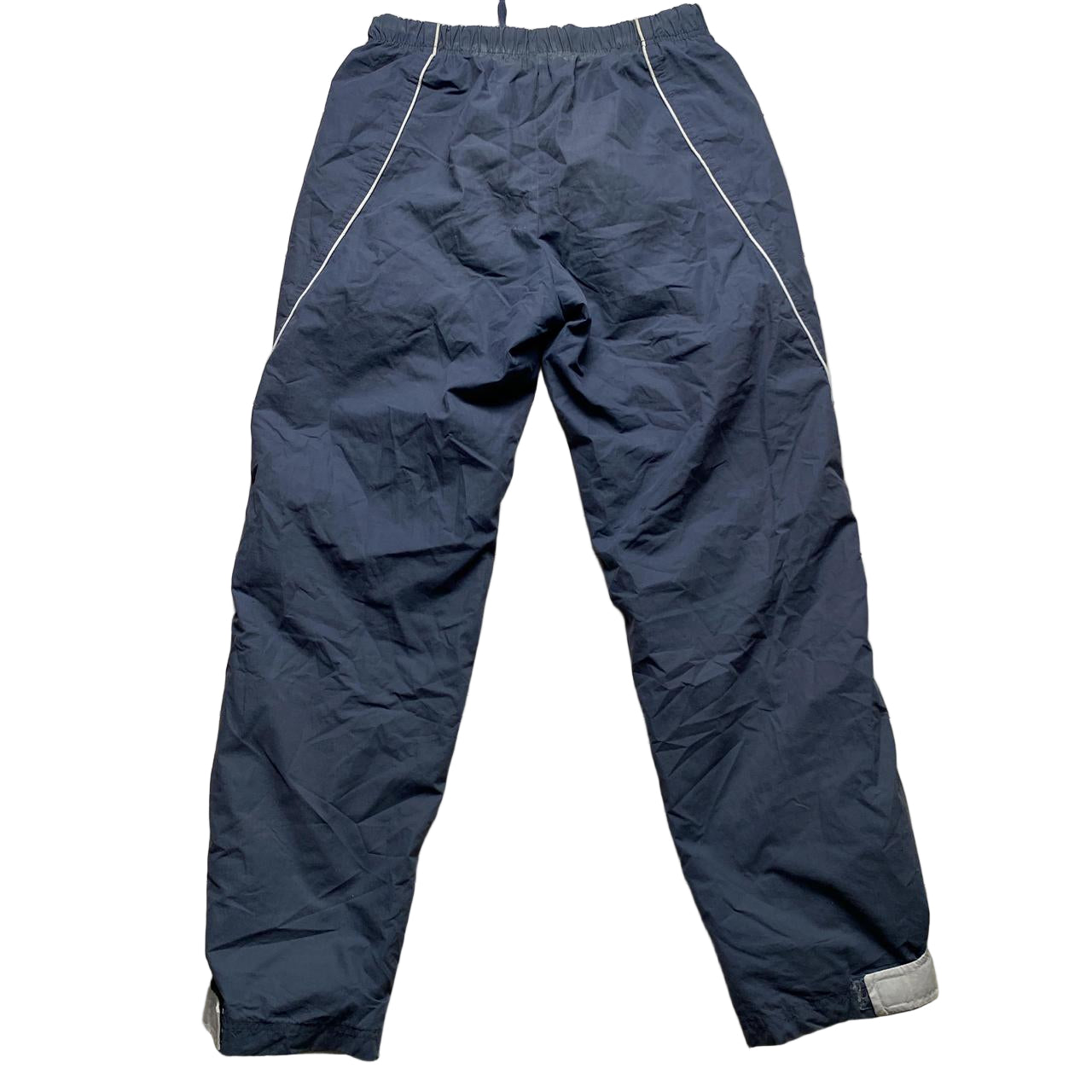 Nike Swoosh Vintage Shell Baggy Blue and White Trackpant Shell Bottoms (M)