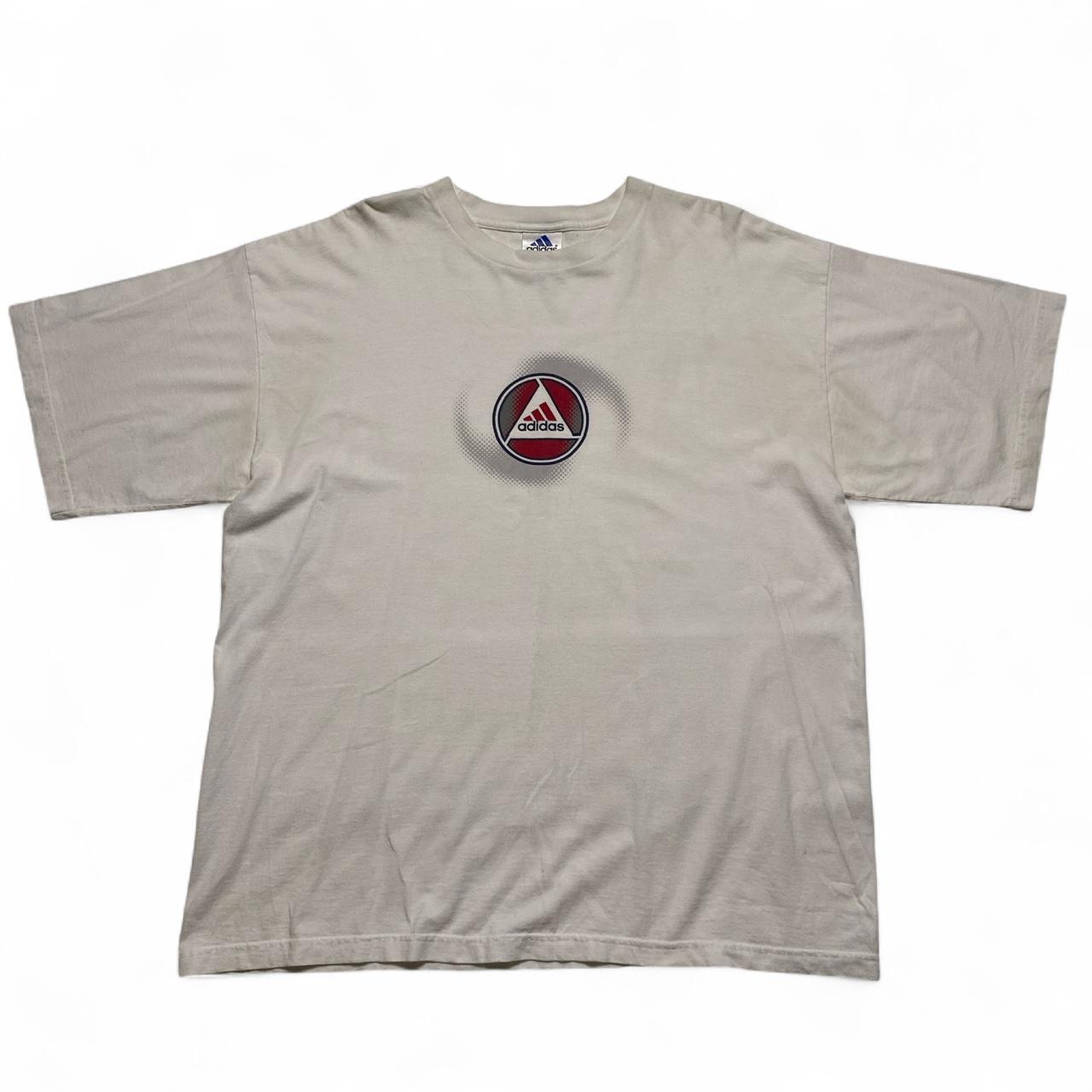 Adidas Football Vintage Y2K White Red and Blue T Shirt (XL)
