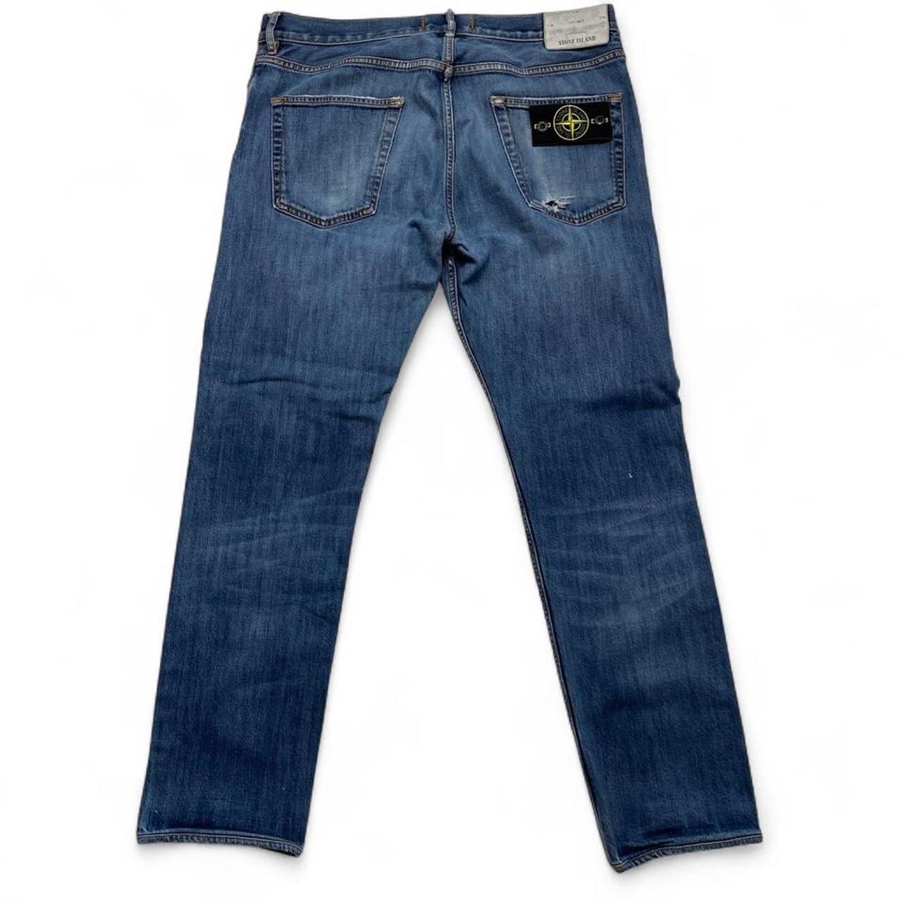 Stone Island Light Blue Straight Distressed Jeans (32W)
