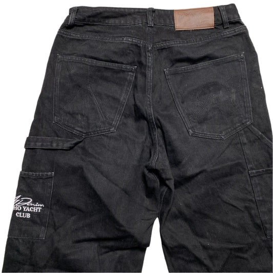 A1 Denim Soho Yacht Club Black and White Cargo Baggy Carpenter Jeans (W 30)